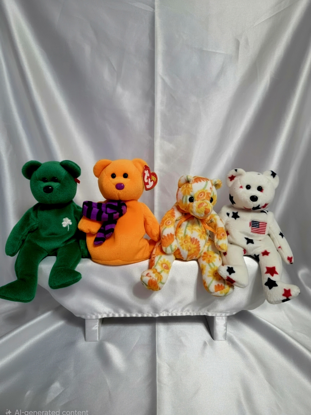 Vintage Four distinct vintage Ty Beanie Babies bears Erin the BearErin the Bear